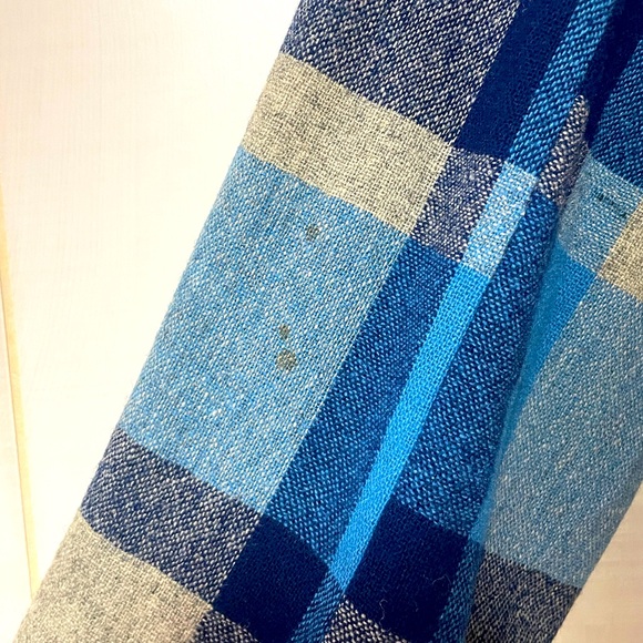 Vintage 50s Pendleton Classic Blue Tan Plaid 100% Wool Button Jacket Sz L - Picture 6 of 6